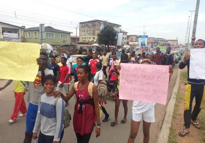 Ondo State Athletes Protest In Akure Over 17 Months Unpaid Allowances