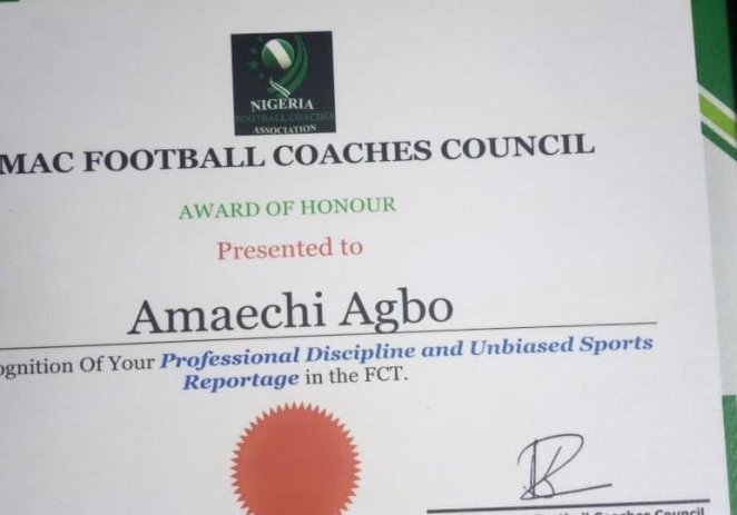 Best Choice Sports Receives Award Of Unbiased Sports Reportage In Abuja