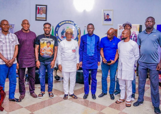 Okocha, Shorunmu, Adepoju, others meet Governor Oyetola in Osogbo, Set for a Novelty Match Today