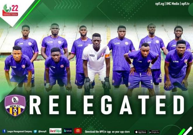 MFM FC Relegated From Nigeria Professional Football League