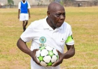 Ex President Obasanjo Scores Hat-trick In Baptist Boys High School Novelty Match