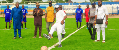 Nasarawa Veteran Footballers honour Gov. Sule’s SA on Governor’s Office Hon. Abubakar on Birthday
