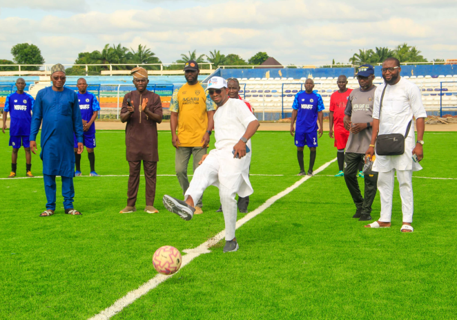 Nasarawa Veteran Footballers honour Gov. Sule’s SA on Governor’s Office Hon. Abubakar on Birthday