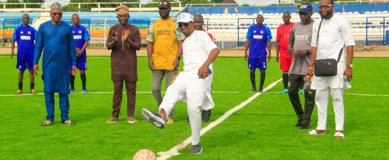 Nasarawa Veteran Footballers honour Gov. Sule’s SA on Governor’s Office Hon. Abubakar on Birthday